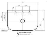 POS Curved Stone Top 750 drawing