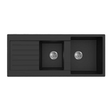 POS Quartz Top-mount Kitchen Double Sink 1160x500x216 (Matte Black)