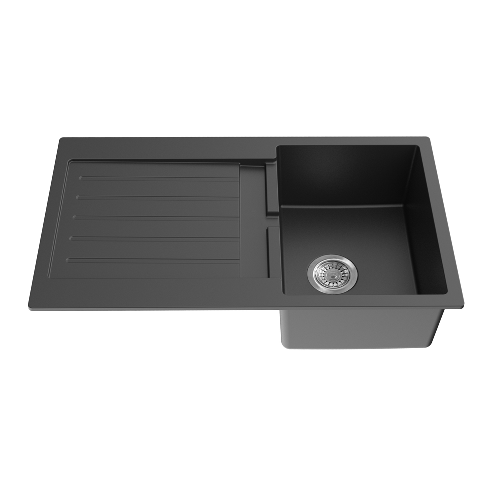 POS Quartz Top-mount Kitchen Single Sink 860x500x216 (Matte Black)
