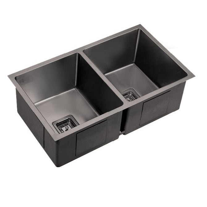 POS Stainless Steel Kitchen Double Sink 775x450x235 (Gun Metal)