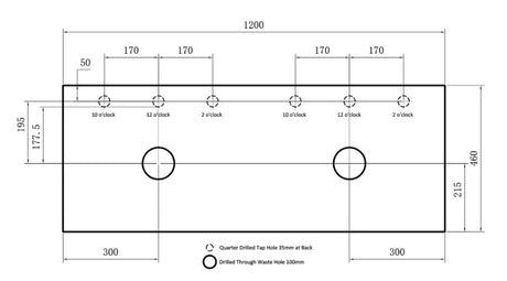 POS Stone Top 1200 Double Bowl-drawing