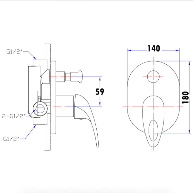 Mina Wall Mixer With Diverter (Chrome)