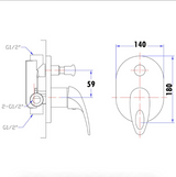 Mina Wall Mixer With Diverter (Chrome)