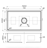 New Cora Above / Undermount Sink 760 x 440 x 200mm (Chrome)