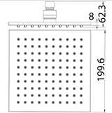 Eden Square Overhead Shower 200mm - Technical Drawing