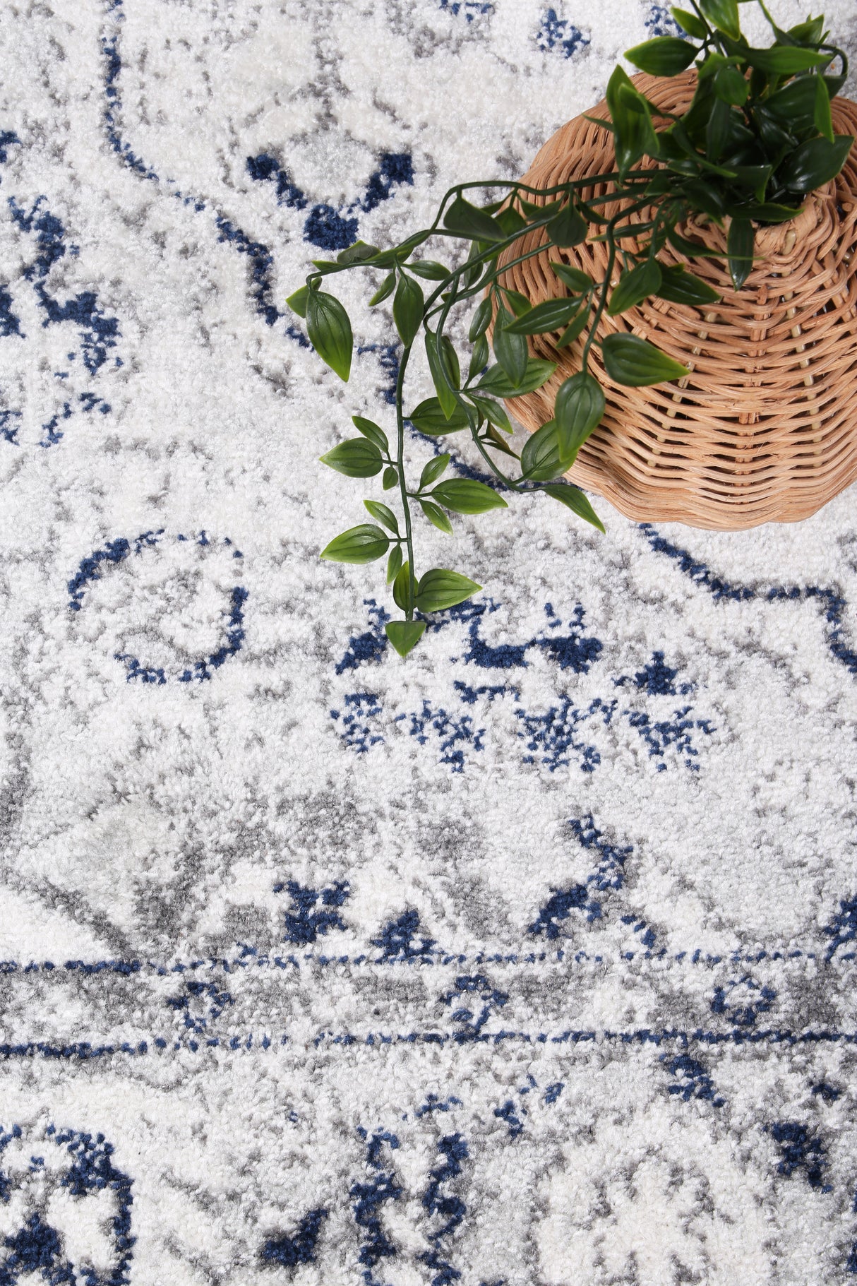 Provence Vallonnet Cream Navy Floral Rug - PROV23