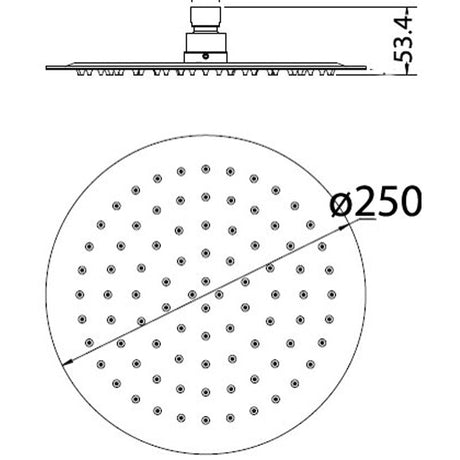 Dove Round Overhead Shower - Technical Drawing