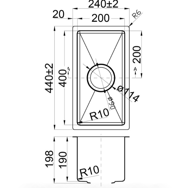 Eden Chrome Kitchen Sink R10 (240x440x190)