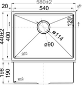 Eden Above / Undermount R10 580 x 440 x 200mm (Chrome)