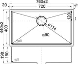 Eden Above / Undermount R10 760 x 440 x 200mm (Chrome)