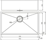 Rosa Above / Undermount 760 x 440 x 200mm (Chrome)