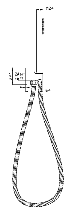 Tube Hand Shower On Wall Outlet Bracket - Brushed Nickel