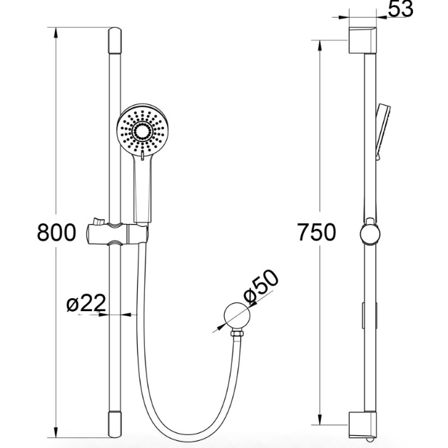 Maya Round Brass Multi-function Sliding Shower Set (Chrome)