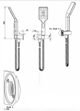 Eden Handshower On Wall Outlet Bracket - Technical Drawing