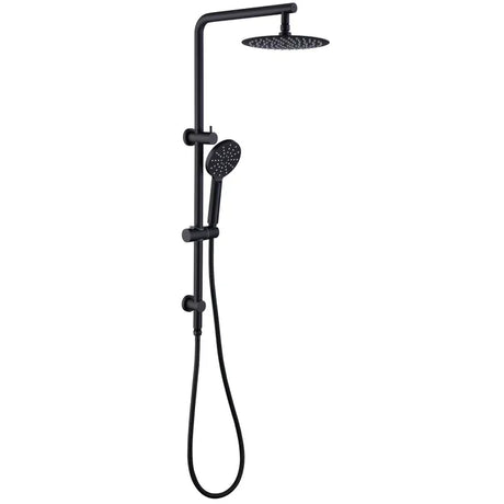 PAVIA Twin Shower On Rail Top Inlet Round (250mm) - Matte Black