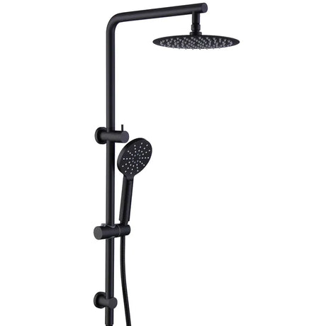 PAVIA Twin Shower On Rail Top Inlet Round (250mm) - Matte Black