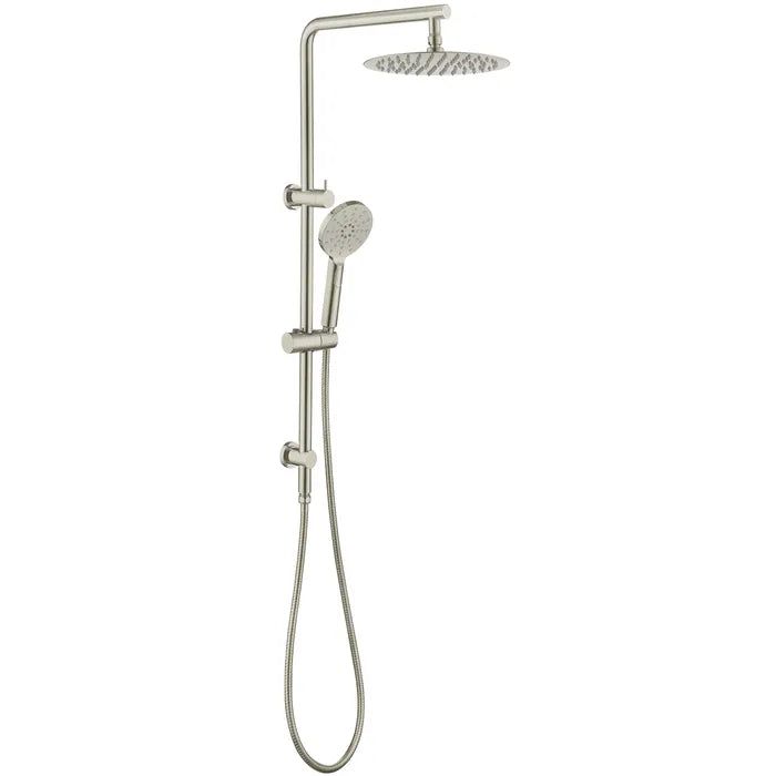 PAVIA Twin Shower On Rail Top Inlet Round (250mm) - Brushed Nickel