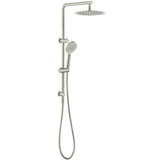 PAVIA Twin Shower On Rail Top Inlet Round (250mm) - Brushed Nickel