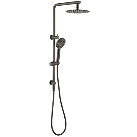 PAVIA Twin Shower On Rail Top Inlet Round (250mm) - Brushed Gun Metal