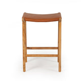 Paloma Leather Saddle Stool -  Flat Tan