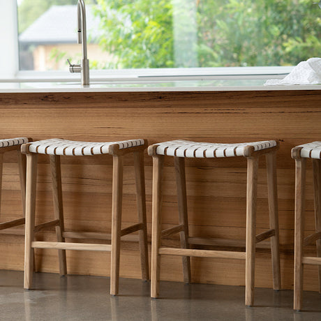 Paloma Leather Saddle Stool - Whitley Woven - 0.66m