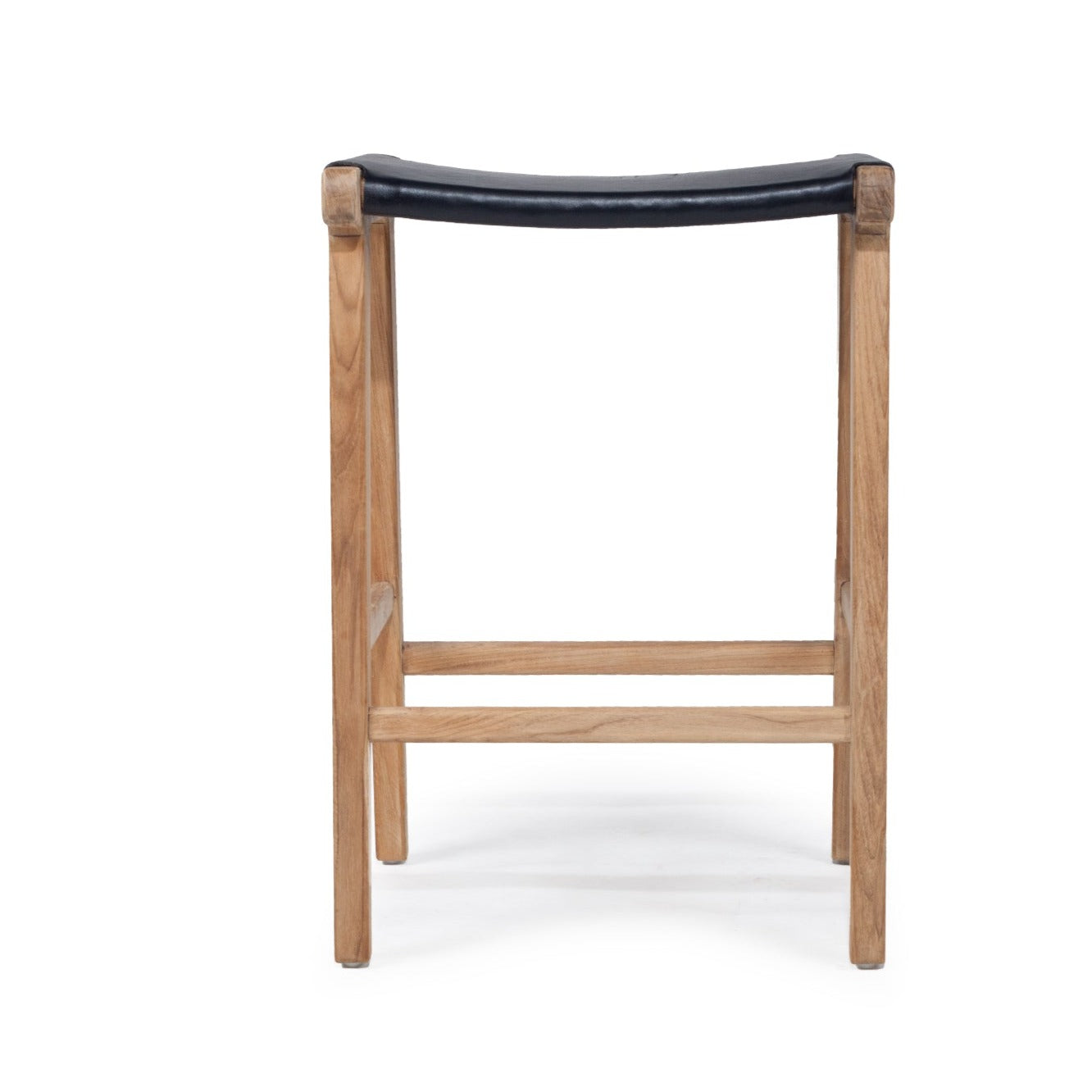 Paloma Leather Saddle Stool – Black – Flat