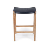 Paloma Leather Saddle Stool – Black – Flat