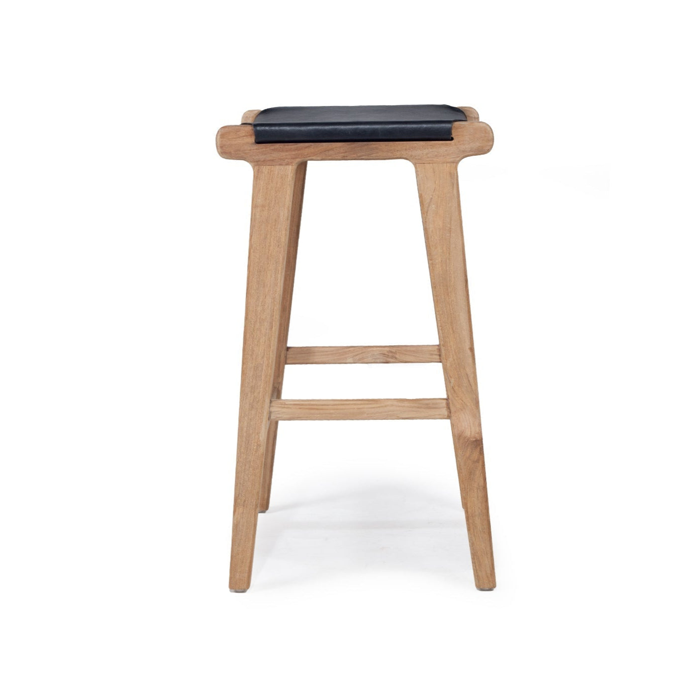 Paloma Leather Saddle Stool – Black – Flat