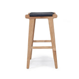 Paloma Leather Saddle Stool – Black – Flat