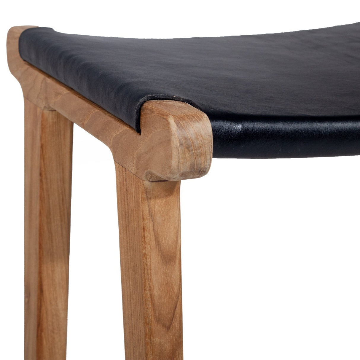 Paloma Leather Saddle Stool – Black – Flat