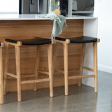 Paloma Leather Saddle Stool – Black – Flat