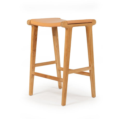 Paloma Leather Saddle Stool – Flat Natural