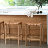 Paloma Leather Saddle Stool – Woven Natural