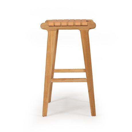 Paloma Leather Saddle Stool – Woven Natural