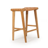 Paloma Leather Saddle Stool – Woven Natural