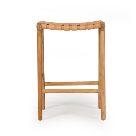 Paloma Leather Saddle Stool – Woven Natural