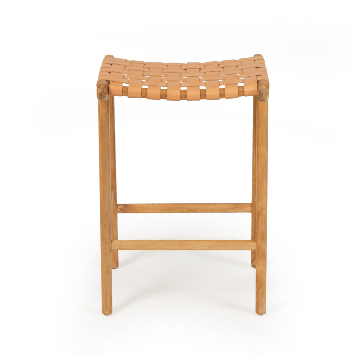 Paloma Leather Saddle Stool – Woven Natural