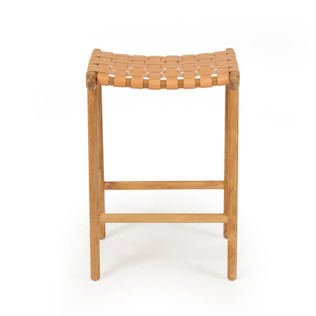 Paloma Leather Saddle Stool – Woven Natural