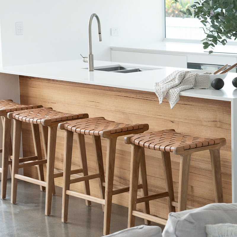 Paloma Leather Saddle Stool – Woven Natural