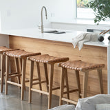 Paloma Leather Saddle Stool – Woven Natural