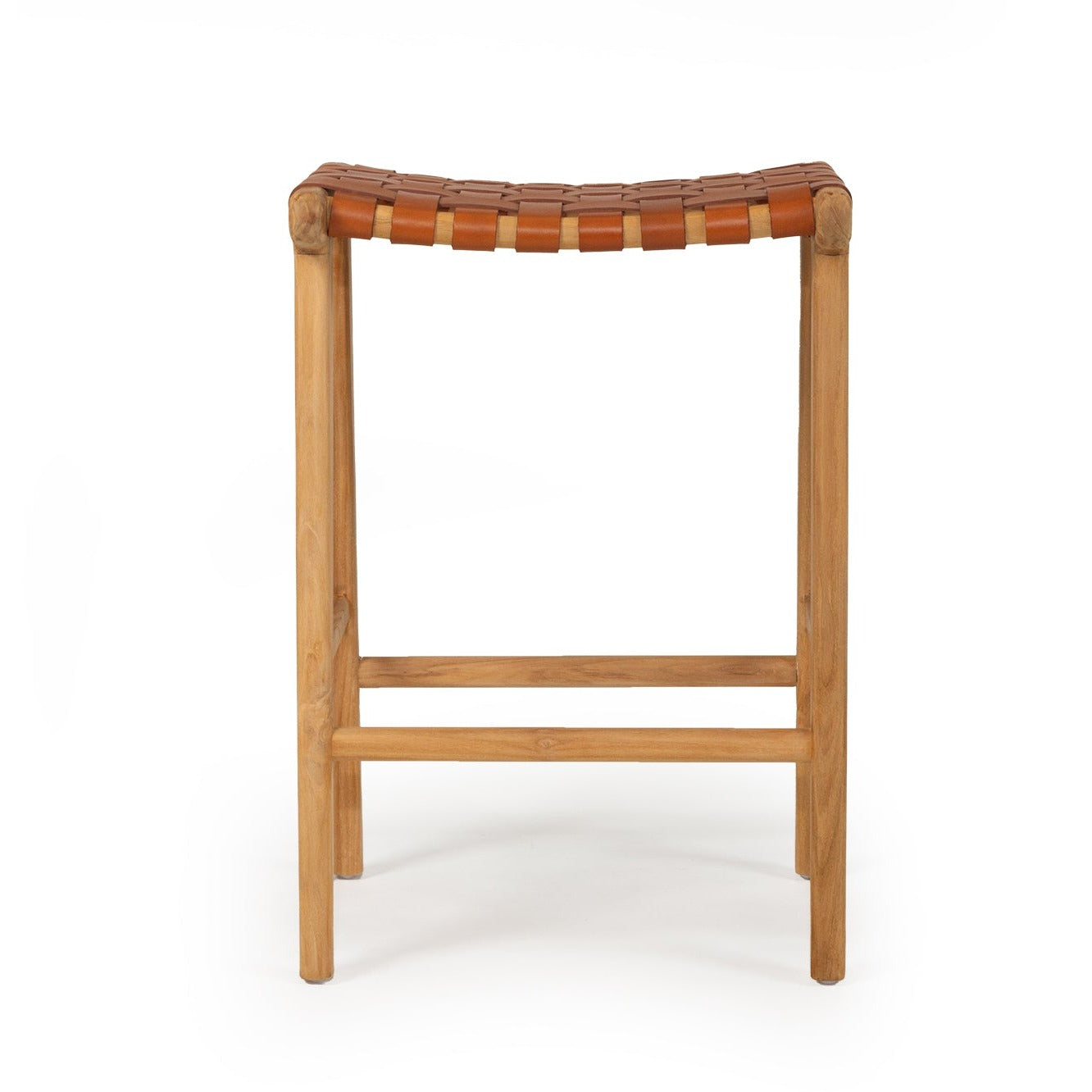 Paloma Leather Saddle Stool – Woven Tan