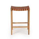 Paloma Leather Saddle Stool – Woven Tan