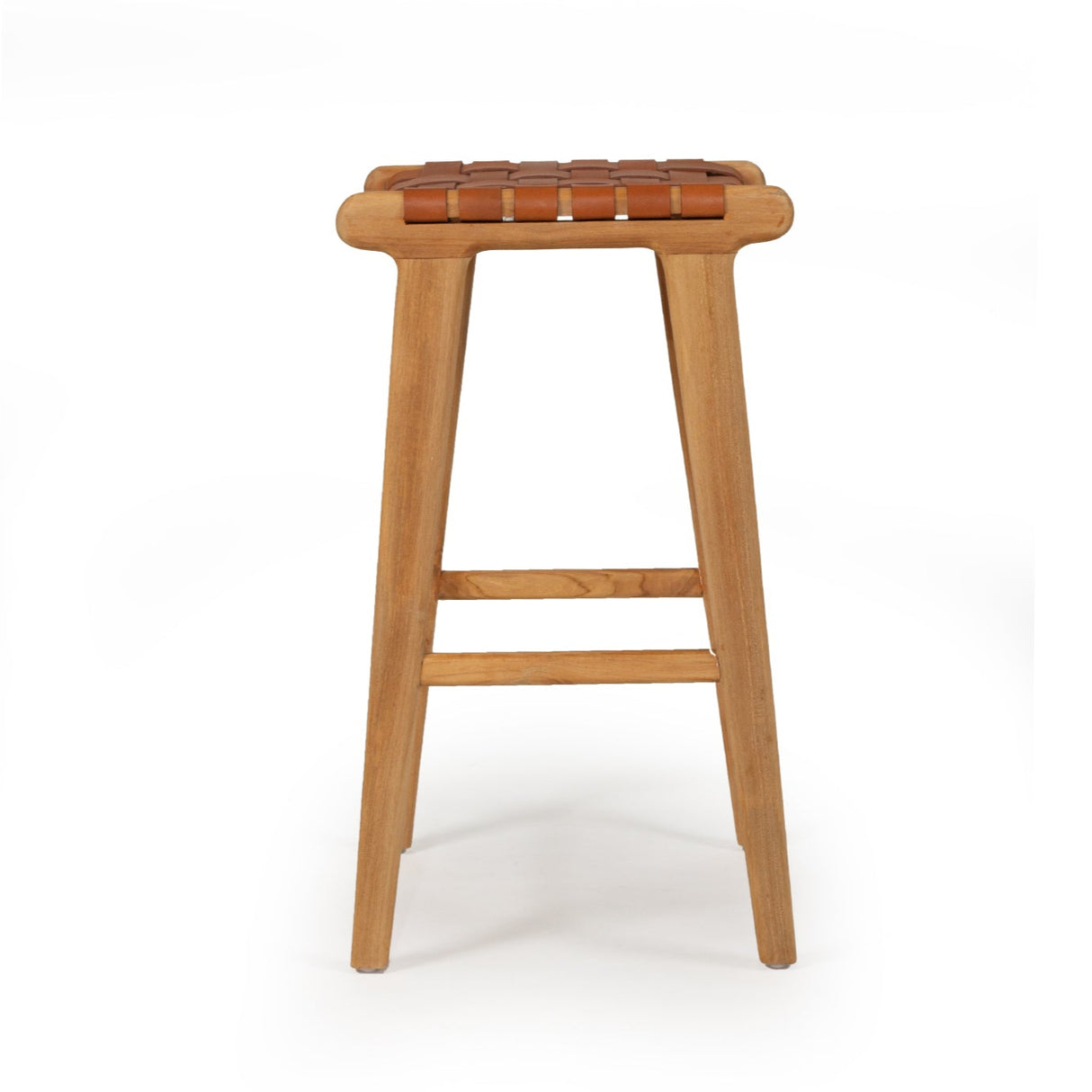 Paloma Leather Saddle Stool – Woven Tan