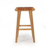 Paloma Leather Saddle Stool – Woven Tan