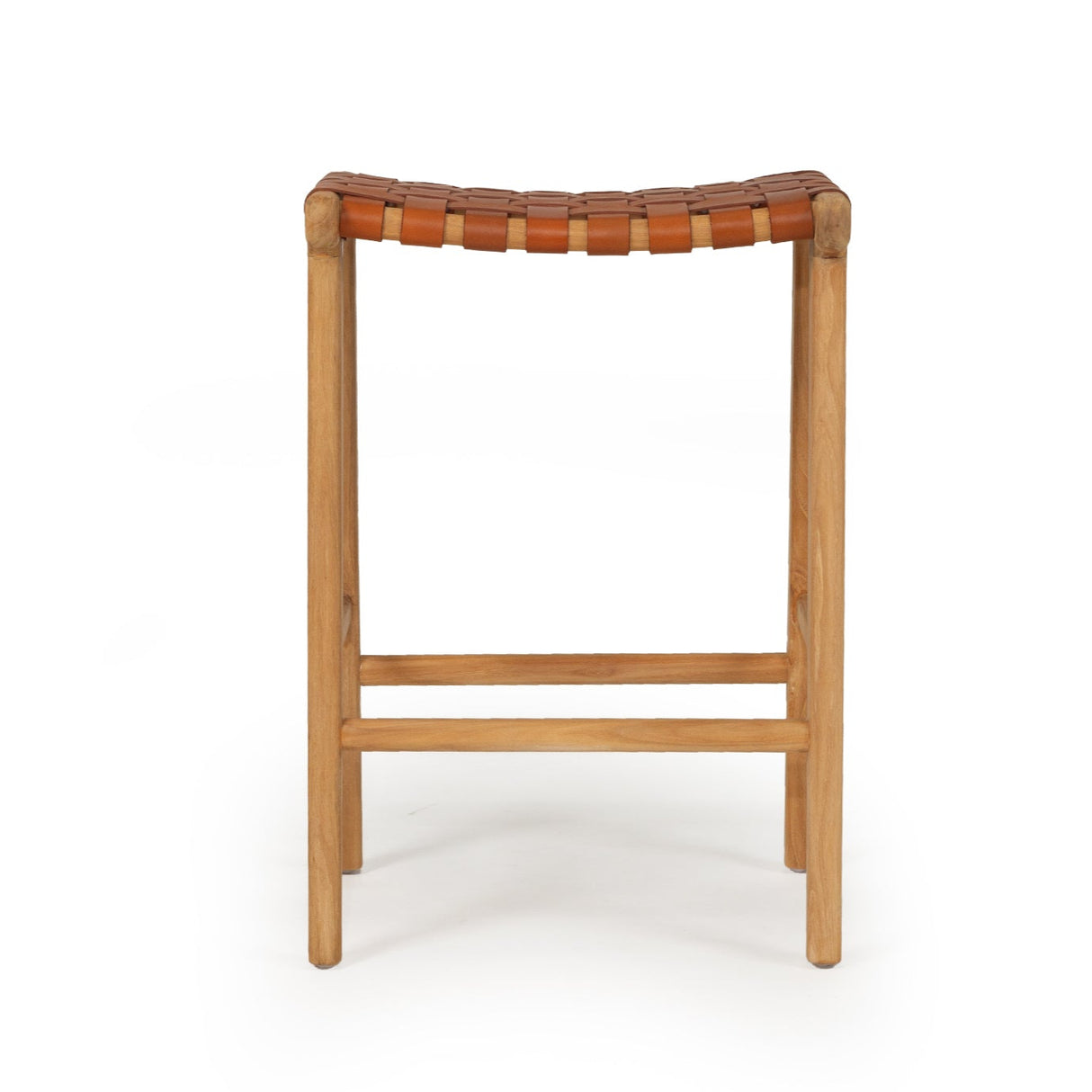 Paloma Leather Saddle Stool – Woven Tan