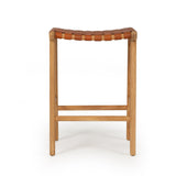 Paloma Leather Saddle Stool – Woven Tan