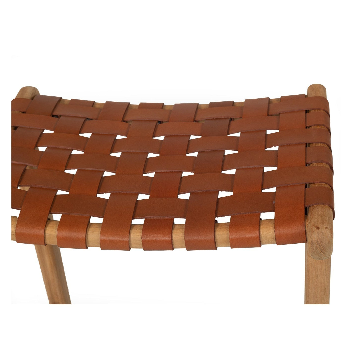 Paloma Leather Saddle Stool – Woven Tan