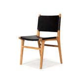 Paloma Leather Side Teak Chair – Black