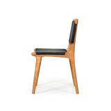 Paloma Leather Side Teak Chair – Black