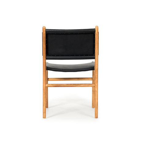 Paloma Leather Side Teak Chair – Black